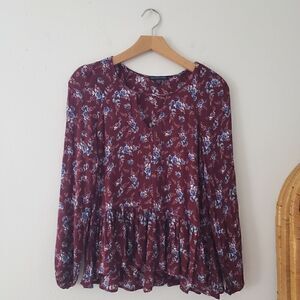 American Eagle Floral Peplum Top S
